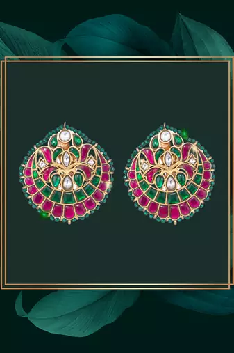 Nawab ruby emerald studs 1 Pair of Earring 