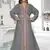 Grey color full sleeves Handmade Moroccan Kaftan with Sun-proof hiijab