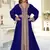Navy-blue color full sleeves Handmade Moroccan Kaftan with Sun-proof hiijab