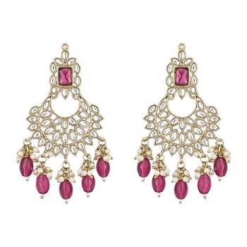 traditional white kundan pearl handcrafted dangle chandbali earrings ethnic jewellery 5