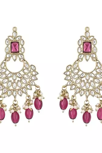 traditional white kundan pearl handcrafted dangle chandbali earrings ethnic jewellery
