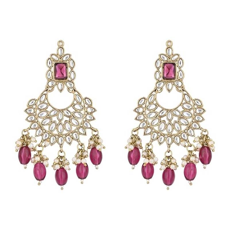 traditional white kundan pearl handcrafted dangle chandbali earrings ethnic jewellery