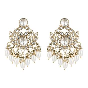 traditional kundan pearl chandbali earrings 5