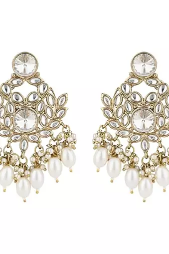 traditional kundan pearl chandbali earrings