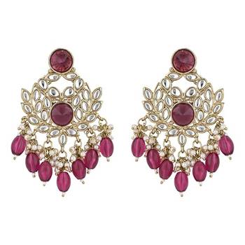 I jewels traditional kundan pearl chandbali earrings 6