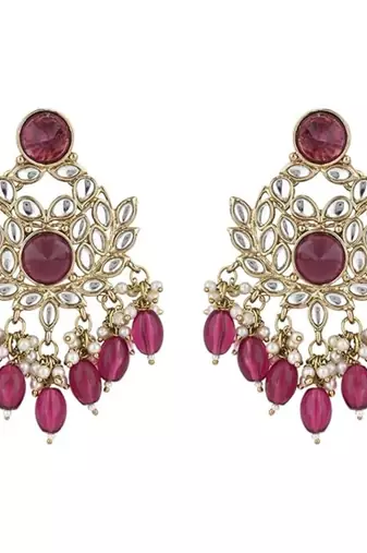 I jewels traditional kundan pearl chandbali earrings
