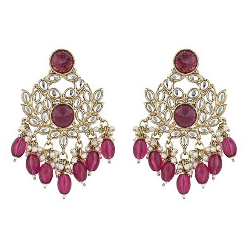 I jewels traditional kundan pearl chandbali earrings