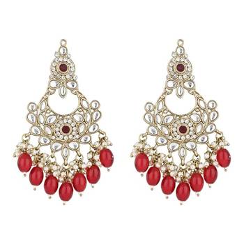 traditional kundan pearl chandbali earrings 5