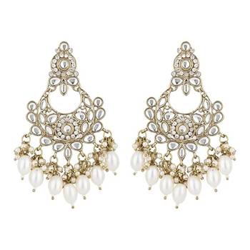 traditional kundan pearl chandbali earrings 5