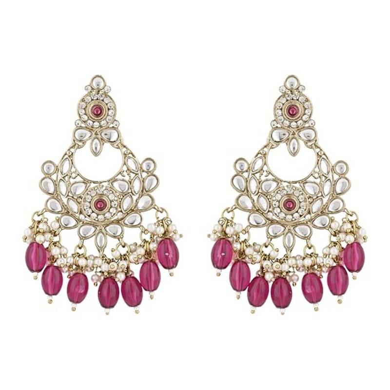 traditional kundan pearl chandbali earrings
