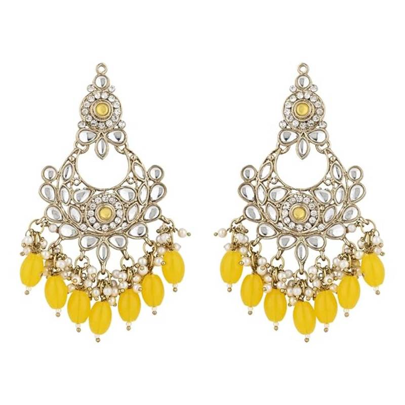 traditional kundan pearl chandbali earrings