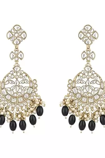 traditional kundan pearl handcrafted dangle chandbali earrings ethnic jewellery