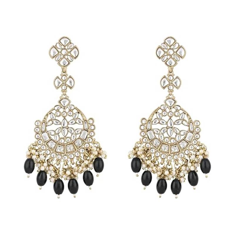 traditional kundan pearl handcrafted dangle chandbali earrings ethnic jewellery