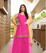 Nikhaar hand embroidery cotton silk stitched straight cut sharara kurta & dupatta 