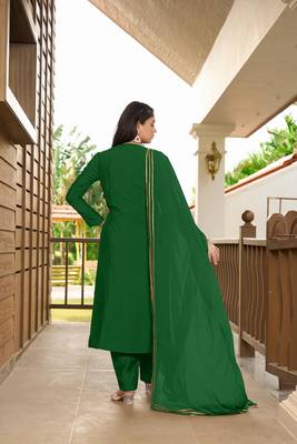 Nikhaar hand embroidery art silk stitched a line trouser kurta & dupatta  4
