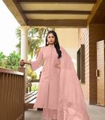 Nikhaar hand embroidery art silk stitched a line trouser kurta & dupatta 