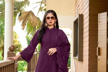 Nikhaar hand embroidery art silk stitched a line trouser kurta & dupatta  5
