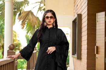 Nikhaar hand embroidery art silk stitched a line trouser kurta & dupatta  5