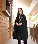 Nikhaar hand embroidery art silk stitched straight cut trouser kurta & dupatta 