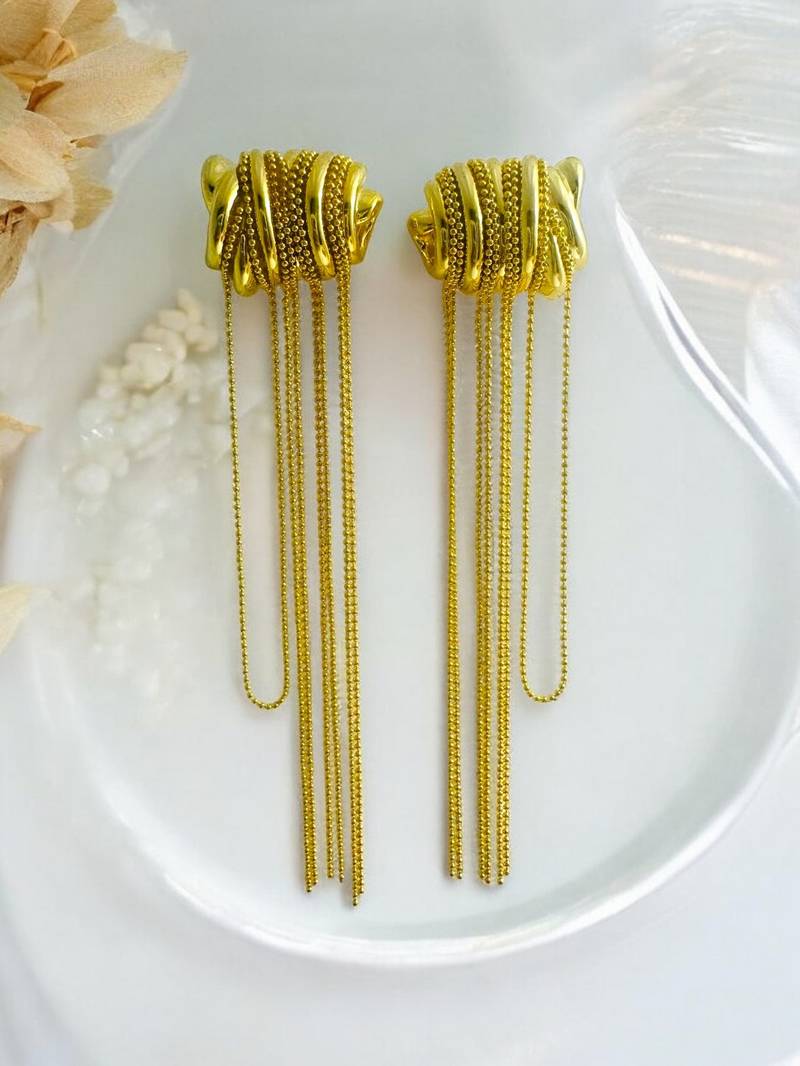 Unique Gold Chain Drop Earrings