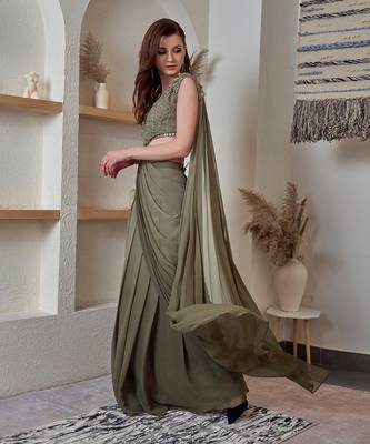 One Shoulder Ombre Drape 3