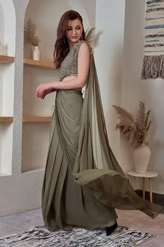 One Shoulder Ombre Drape