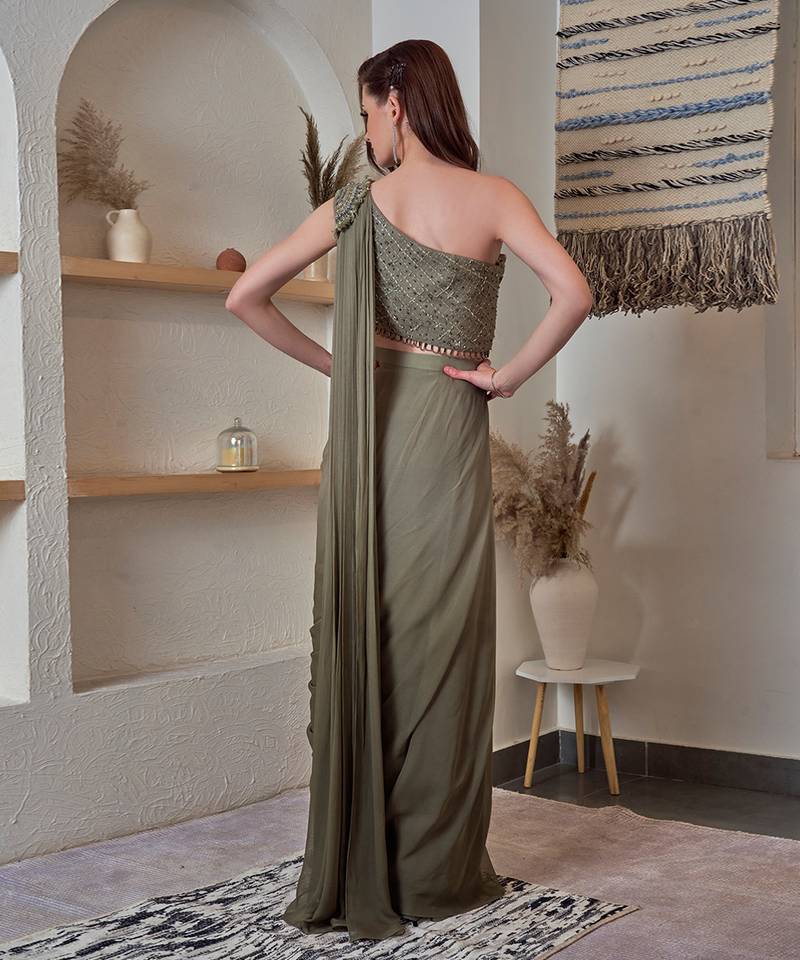 One Shoulder Ombre Drape