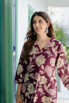 Maroon Floral Kurta with Comfortable Palazzo Set 2