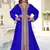 Royal-Blue color full sleeves Handmade Moroccan Kaftan with Sun-proof hiijab