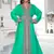 Sea-Green color full sleeves Handmade Moroccan Kaftan with Sun-proof hiijab