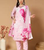 Light pink muslin digital print salwar suit with dupatta
