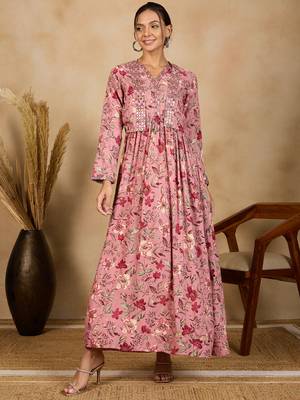 Winered women pink embroidered dress with jacket 1