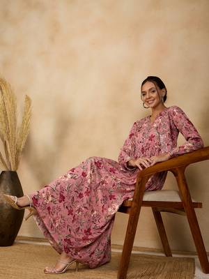 Winered women pink embroidered dress with jacket 3