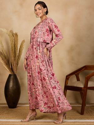 Winered women pink embroidered dress with jacket 4