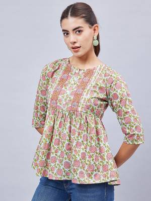 Winred women green floral printed top 1