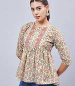 Winred women green floral printed top