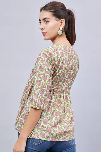 Winred women green floral printed top