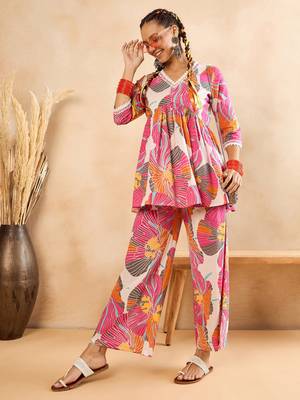 winered women floral print naira-cut co-ord set 1
