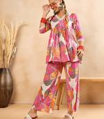 winered women floral print naira-cut co-ord set