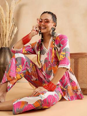 winered women floral print naira-cut co-ord set 3