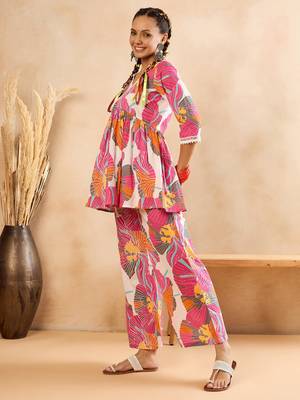 winered women floral print naira-cut co-ord set 4