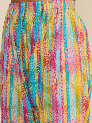 Winered women printed ruched yoke flare kurta, pant & dupatta set 5