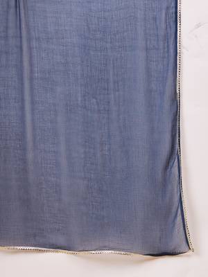 Winered woman blue bordered sharara, kurta & dupatta set 5