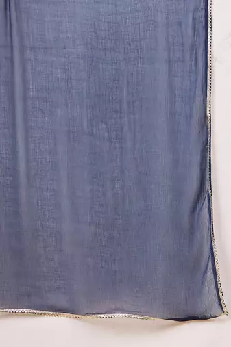 Winered woman blue bordered sharara, kurta & dupatta set