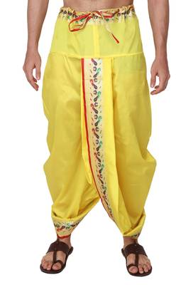 Cobra lifes cream & yellow cotton silk dhoti kurta set for men with stole, 3 piece set 4