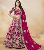 Art Silk Embroidered Rani Pink Lehenga Choli