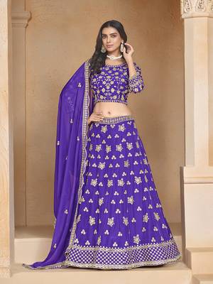 Embroidered Art silk blend Violet Lehenga Choli 1