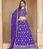 Embroidered Art Silk Violet Designer Lehenga Choli