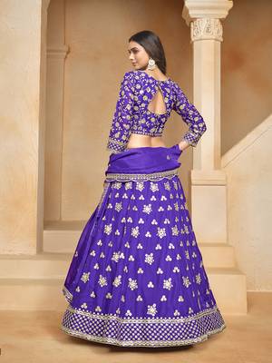 Embroidered Art silk blend Violet Lehenga Choli 3