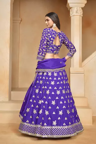 Embroidered Art silk blend Violet Lehenga Choli